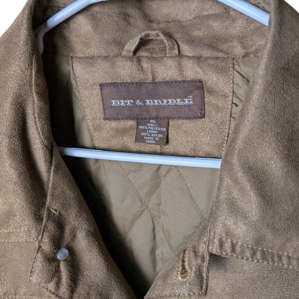 Bit & Bridle Men's Beige Tan Jacket Size XL Coat Buttons Pockets Collar Like New - Picture 2 of 12